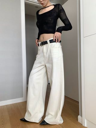 Washed (Apricot) Retro High Waist Loose Jeans