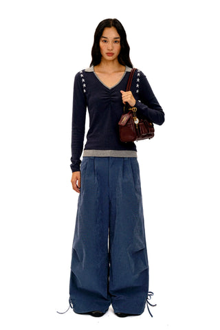 [Moromoro2] Velvet Pleated Wide-leg Pants