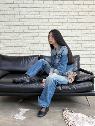 [NeverSeez] Whiskered Washed Straight Tapered Jeans