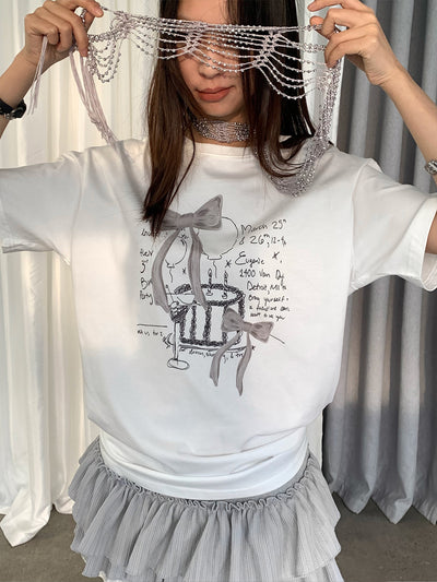 loose bow letter print t-shirt