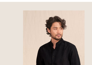 [CULTUM] Linen Stand Collar Shirt