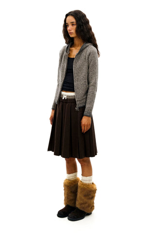 [Moromoro2] Bow Zip Hooded Cardigan