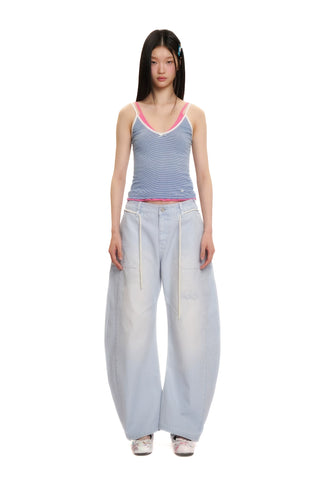 [moromoro2] Distressed Saber-Cut Cotton  Pants