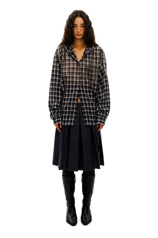 [Moromoro2] Plaid Hooded Shirt