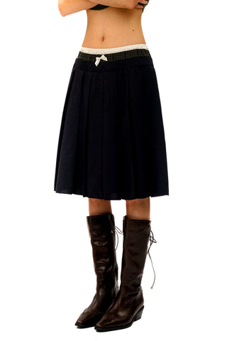 [Moromoro2] Faux Spliced Pleated Skirt