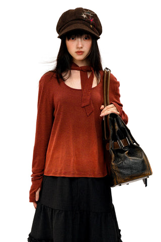 [Moromoro2] Gradient Striped Thumb Hole  T-shirt