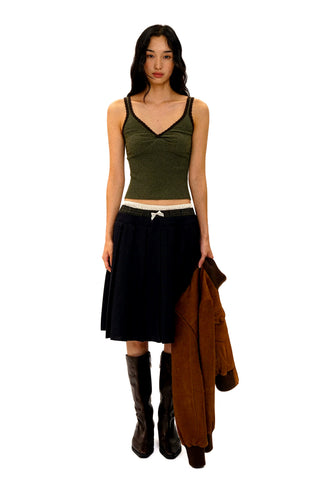 [Moromoro2] Faux Spliced Pleated Skirt