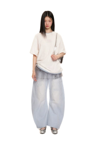 [moromoro2] Distressed Saber-Cut Cotton  Pants