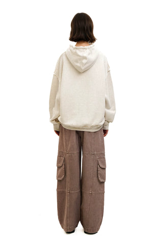 [Moromoro2] Embroidered Floral Hooded  Sweatshirt