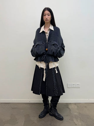 [NeverSeez] Crescent Polka Dot Pleated Skirt