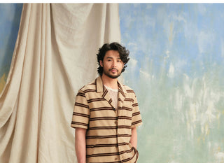 [CULTUM] Striped Cuban Collar Shirt