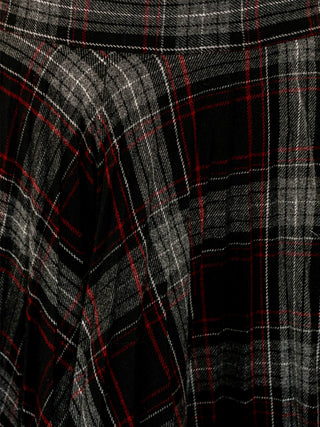 [Moromoro2] Retro Plaid Wool Blend Pleated  Skirt