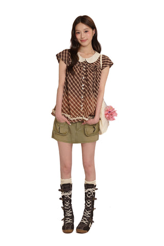 [moromoro2] Washed Twill Skirt