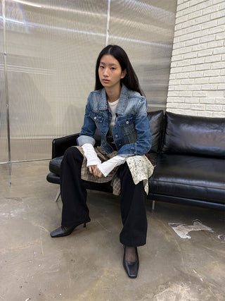 [NeverSeez] Washed Short Denim Jacket