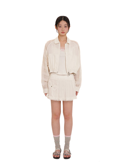 [moromoro2] Semi-Sheer Checkered Lightweight  Jacket