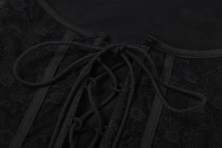 Ruffle mesh corset lace up mini dress