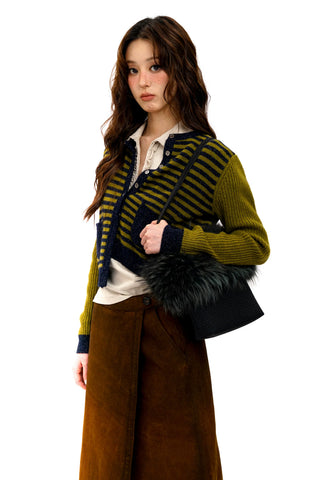 [Moromoro2] Striped Knit Cardigan