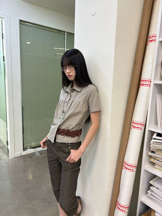 [NeverSeez] Pleated Short-Sleeve Shirt