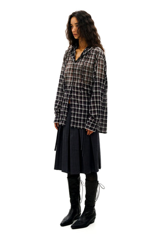 [Moromoro2] Plaid Hooded Shirt