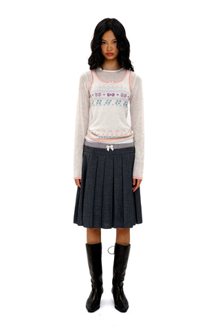 [Moromoro2] Fair Isle Faux Vest Knit Top