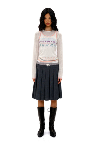 [Moromoro2] Faux Spliced Pleated Skirt
