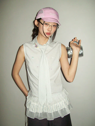 [moromoro2] Plaid Rhinestone Lace Shirt/Skirt  Cover