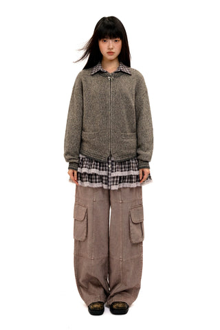 [Moromoro2] Bow Zip Hooded Cardigan