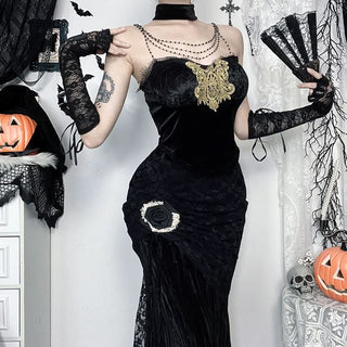 Velvet beaded lace hem cami top