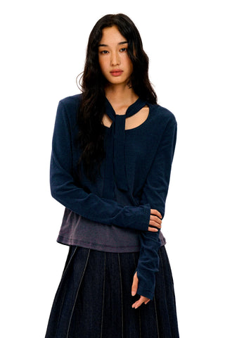 [Moromoro2] Gradient Striped Thumb Hole  T-shirt
