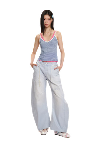 [moromoro2] Distressed Saber-Cut Cotton  Pants