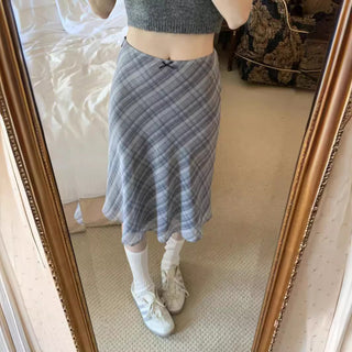 Korean retro plaid skirt