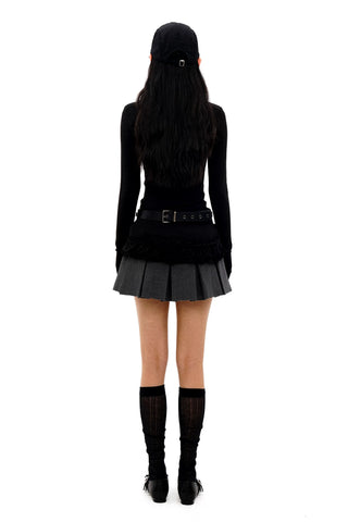 [Moromoro2] Double-layer Lace Hem T-shirt