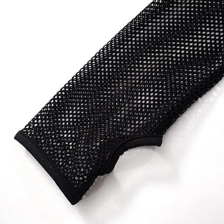 Long sleeve crewneck fishnet hole head pattern top