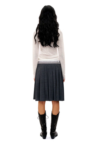 [Moromoro2] Faux Spliced Pleated Skirt