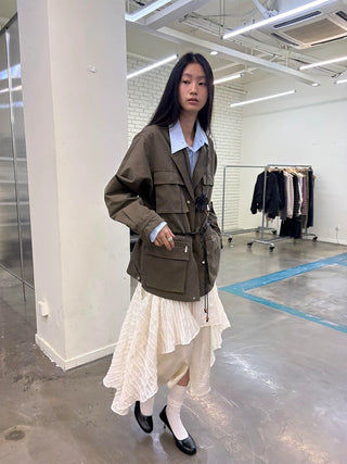 [NeverSeez] Washed Lapel Workwear Jacket