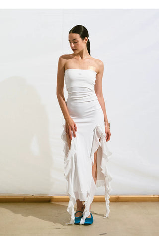 [NOTAWEAR] Irregular Ruffle Strapless Dress