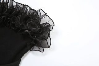 Ruffle mesh corset lace up mini dress