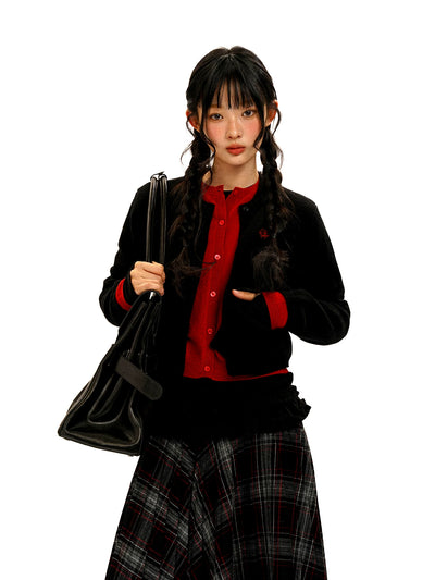 [Moromoro] Vintage Lace Trim Layered  Cardigan