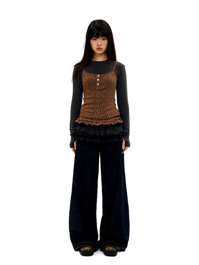 [Moromoro2] Floral Lace Hem Camisole