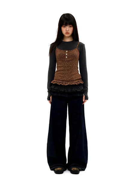 [Moromoro2] Floral Lace Hem Camisole