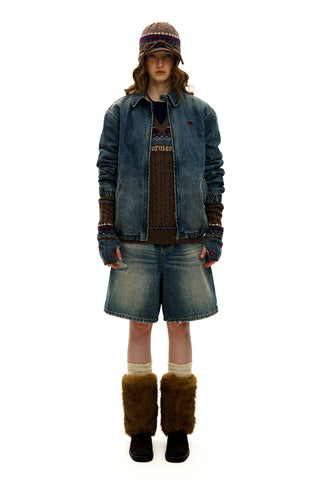 [Moromoro2] Fair Isle Faux Two-piece  Sweater