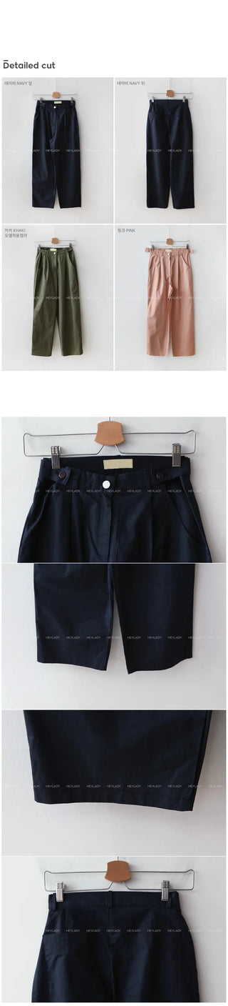 Side buckle cotton pants