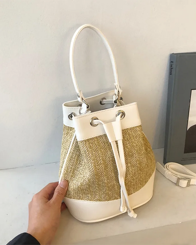 Rattan Mini 2-Way Bucket Bag