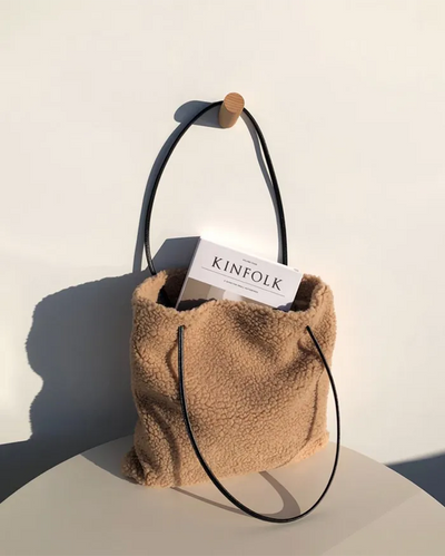 Fleece Leather Drawstring Boa Eco Bag