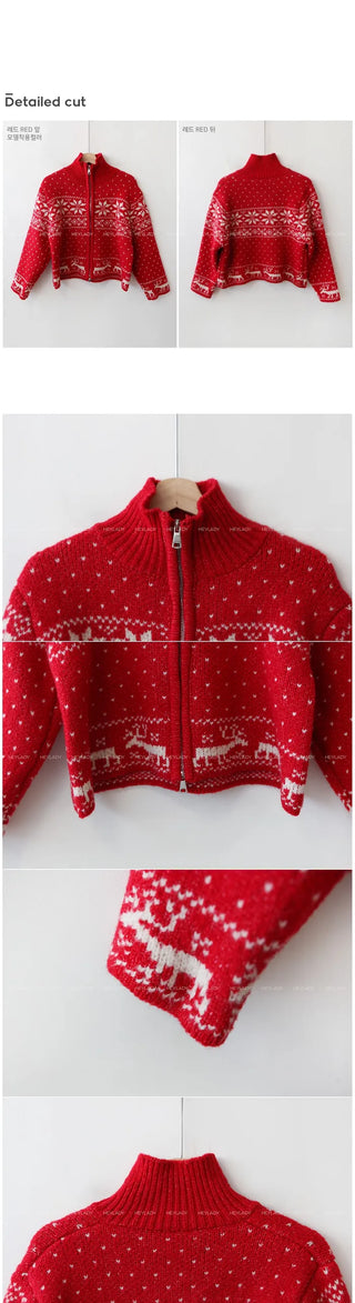Snowflake Knit Zip-Up