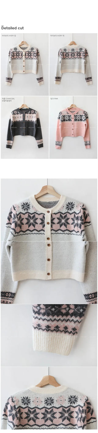 Winter version: Stylish cardigan with snowflake pattern
