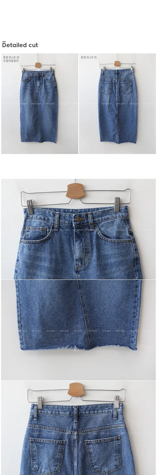 Denim long skirt