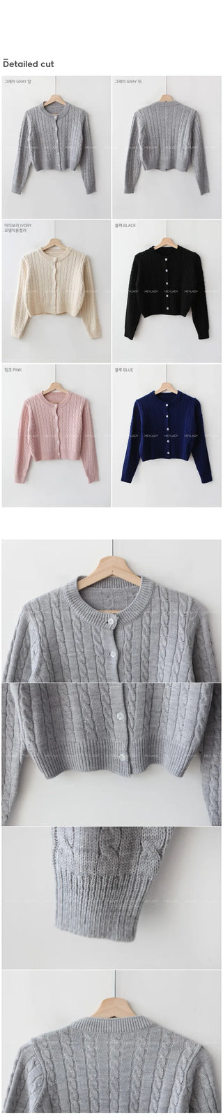 Cable crop cardigan