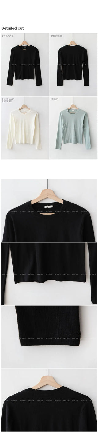 Eyelet punched long-sleeved T-shirt