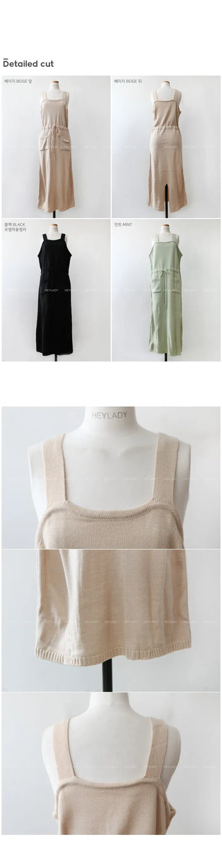 Knit long camisole dress